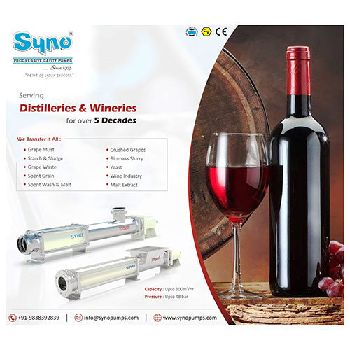 Wine And Distillery Pump Syno Progressive Cavity Pump